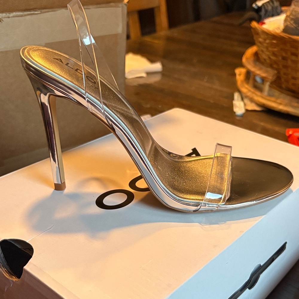 Aldo Shiny Silver Heels